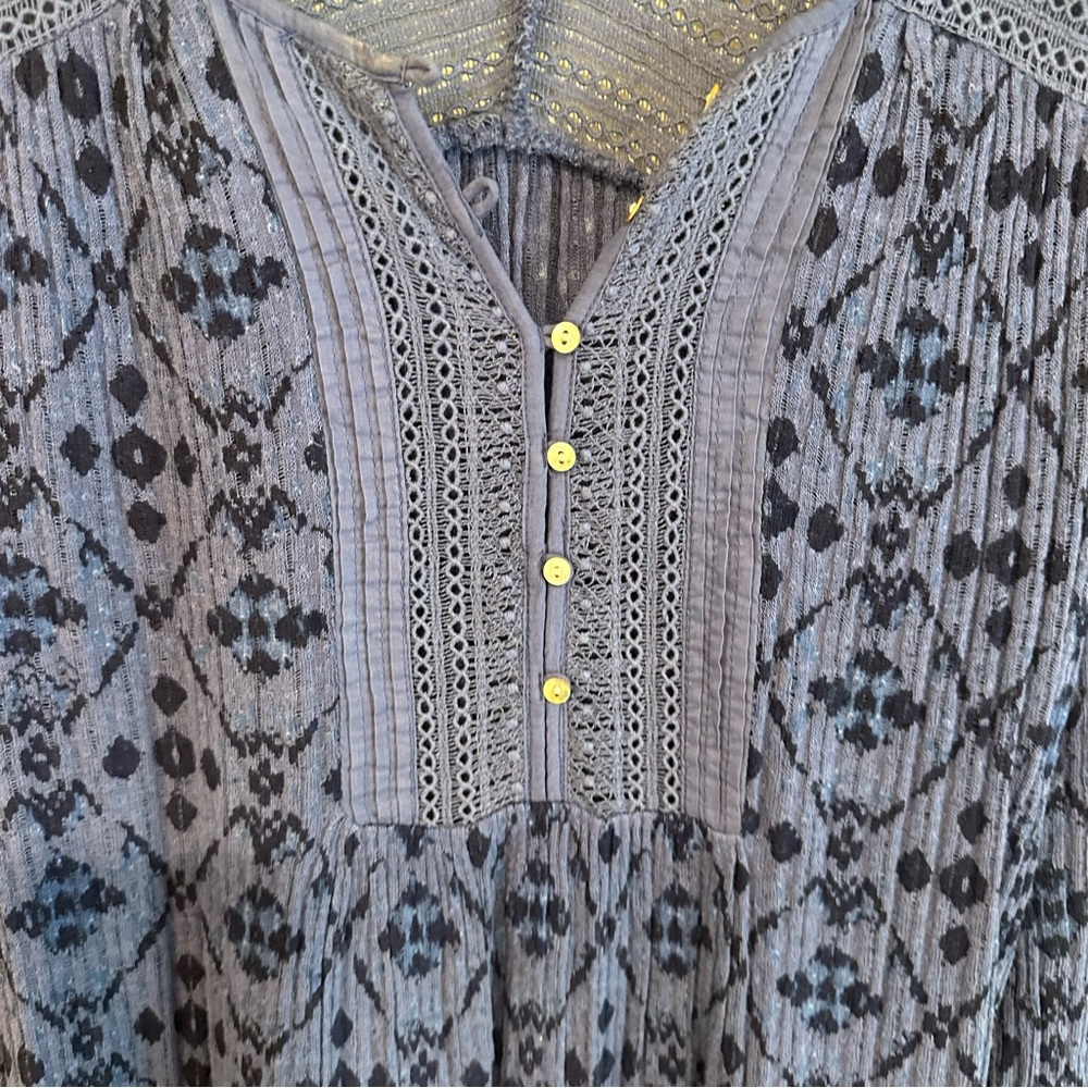 Lucky Brand blue long sleeve half button down top - Picture 4 of 7